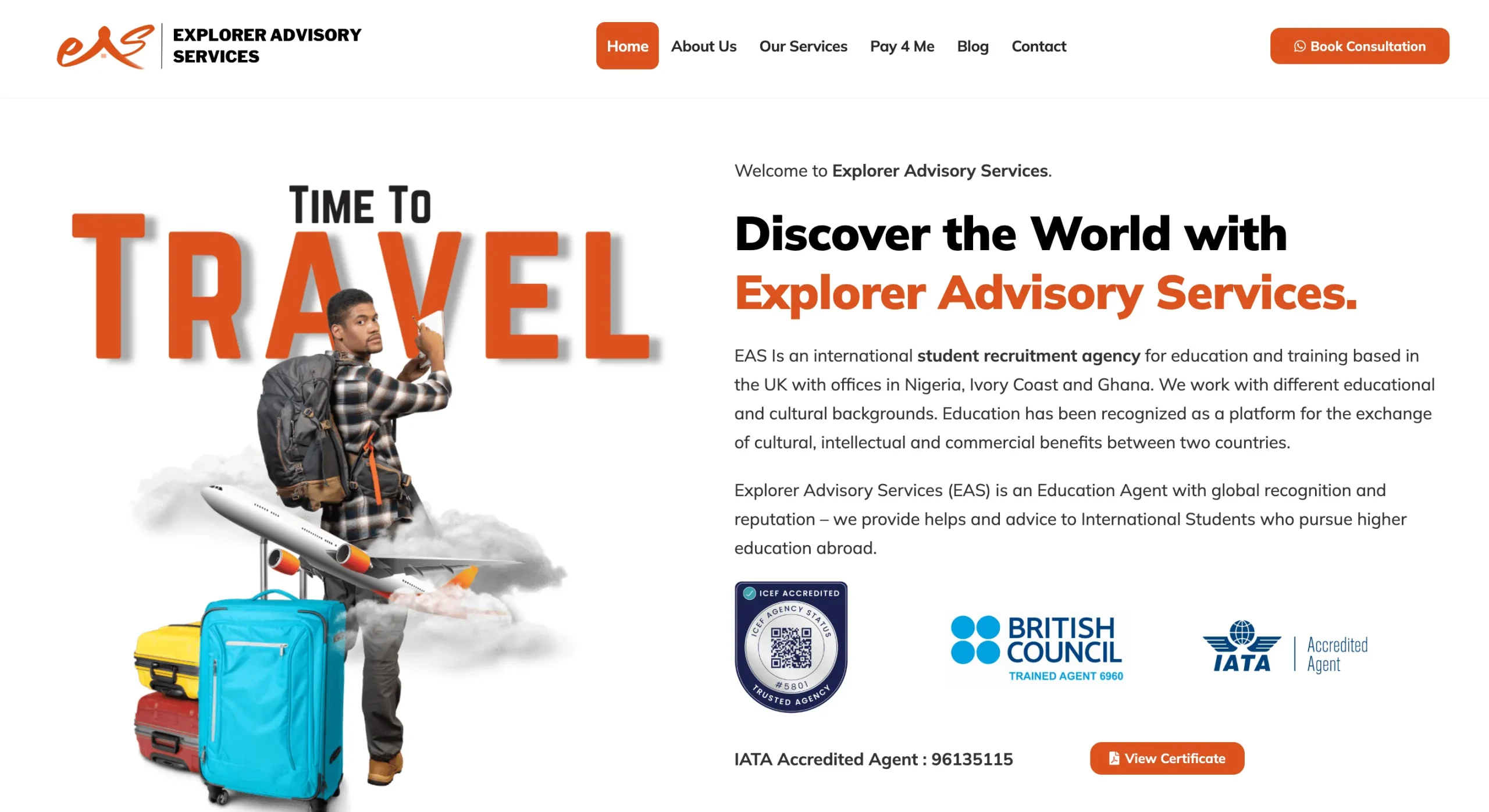 Explorer Advisory Services (UK) website design