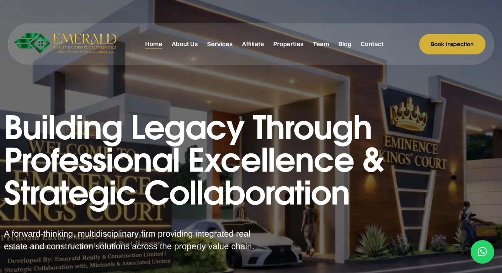 Emerald Realty & Construction website: homepage