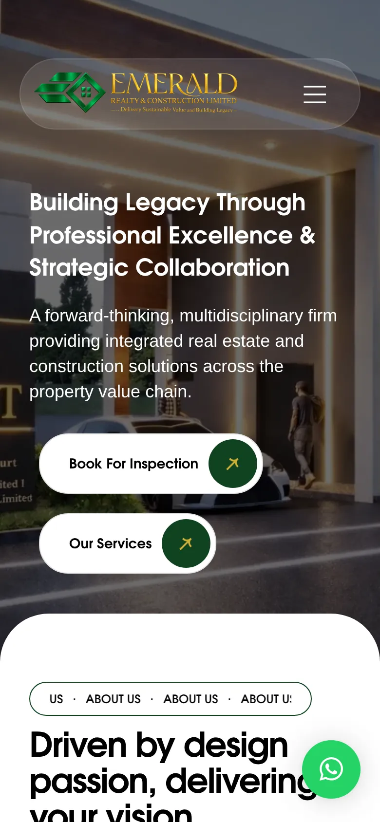 Emerald Realty & Construction on a phone: mobile homepage