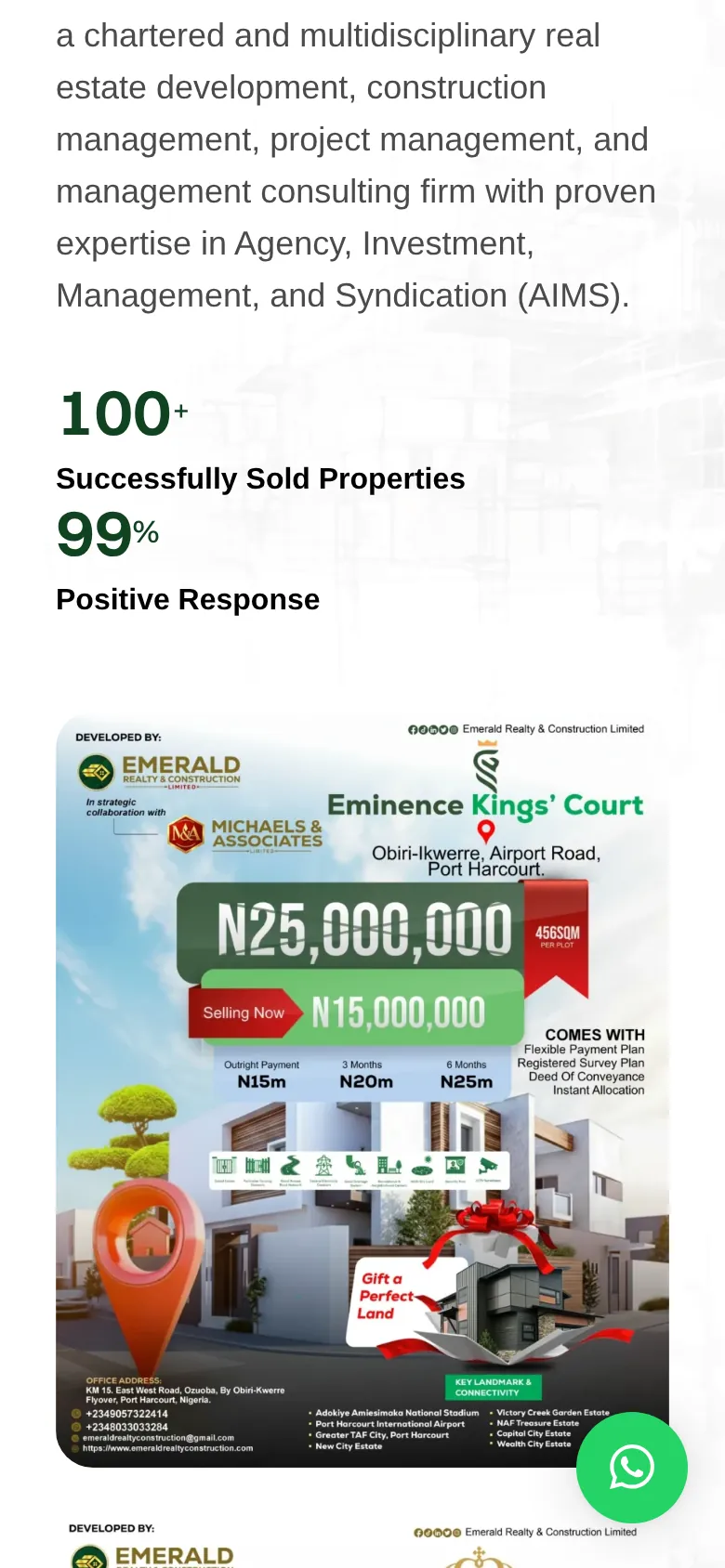 Emerald Realty & Construction on a phone: mobile services