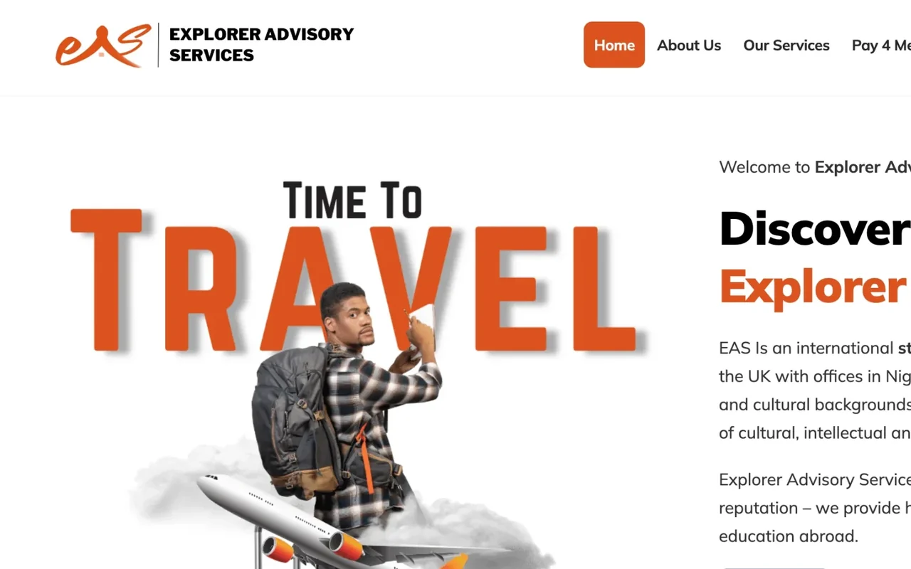Explorer Advisory Services (UK): hero and navigation