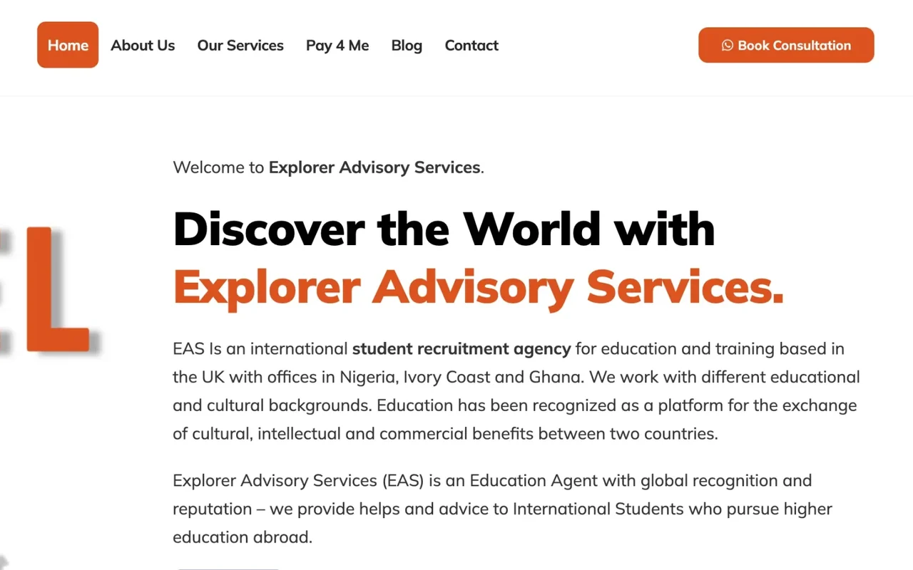 Explorer Advisory Services (UK): content and calls to action