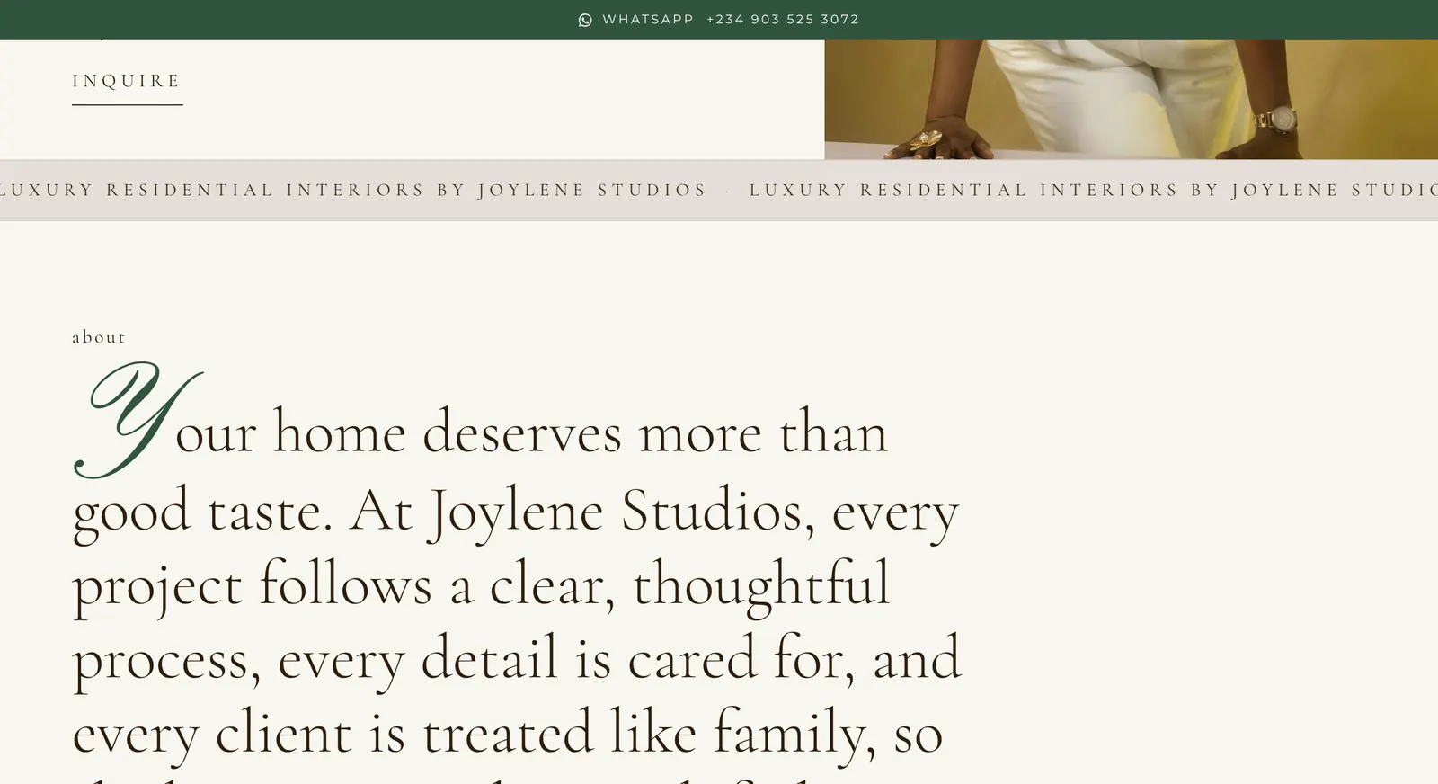 Joylene Studios website: portfolio and process