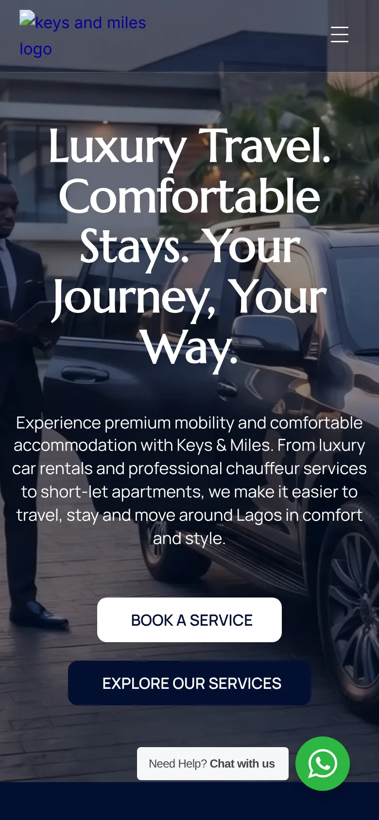 Keys and Miles on a phone: mobile homepage