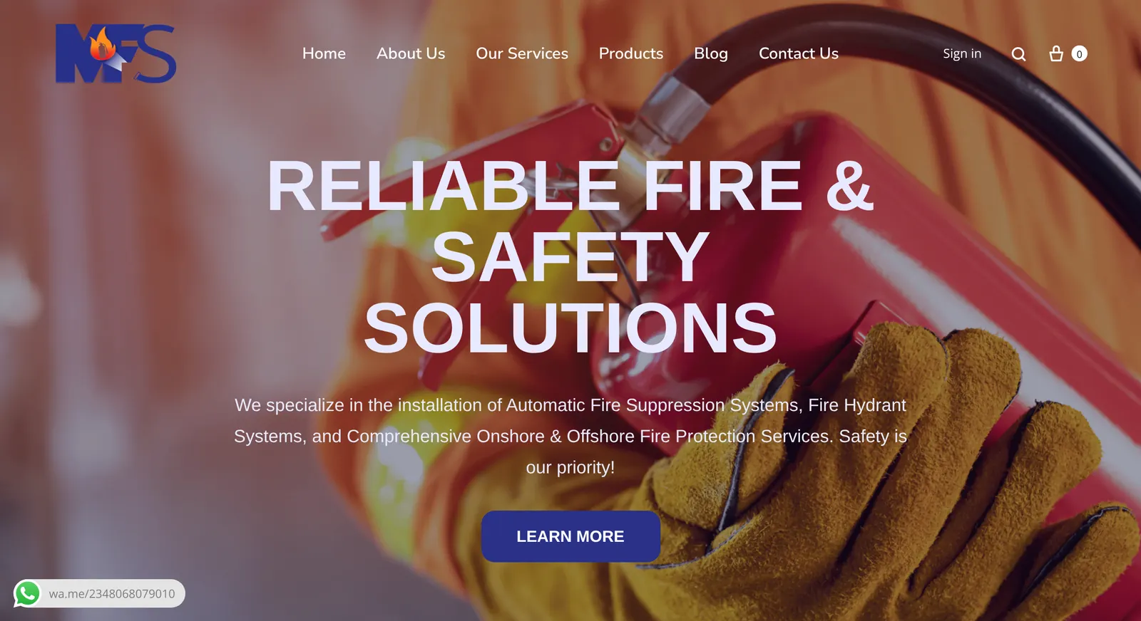 Masses Fire Safety Equipment website: homepage