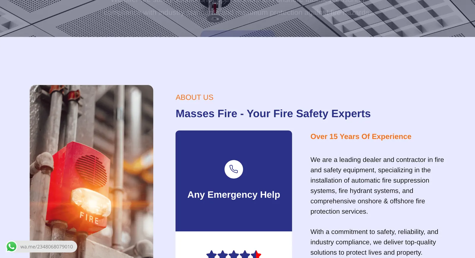 Masses Fire Safety Equipment website: services