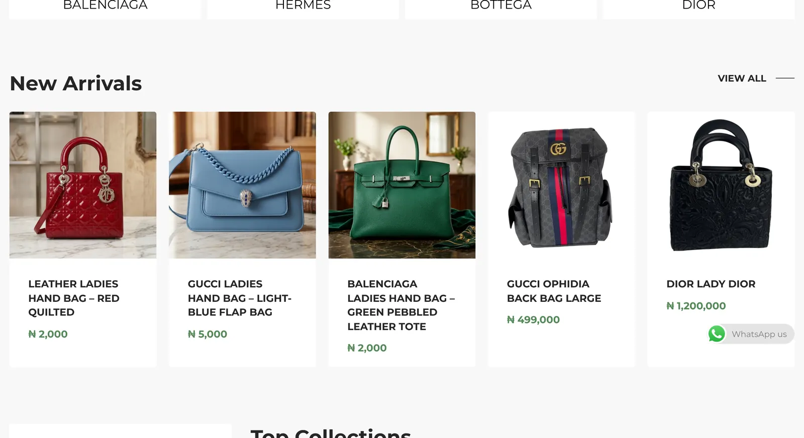MountainTop Luxury website: collections