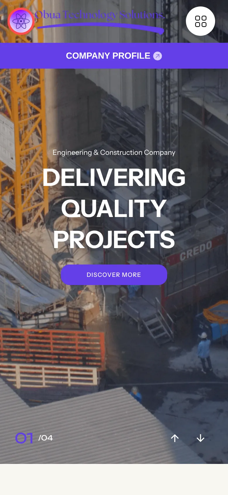 Obua Technology Solutions on a phone: mobile homepage