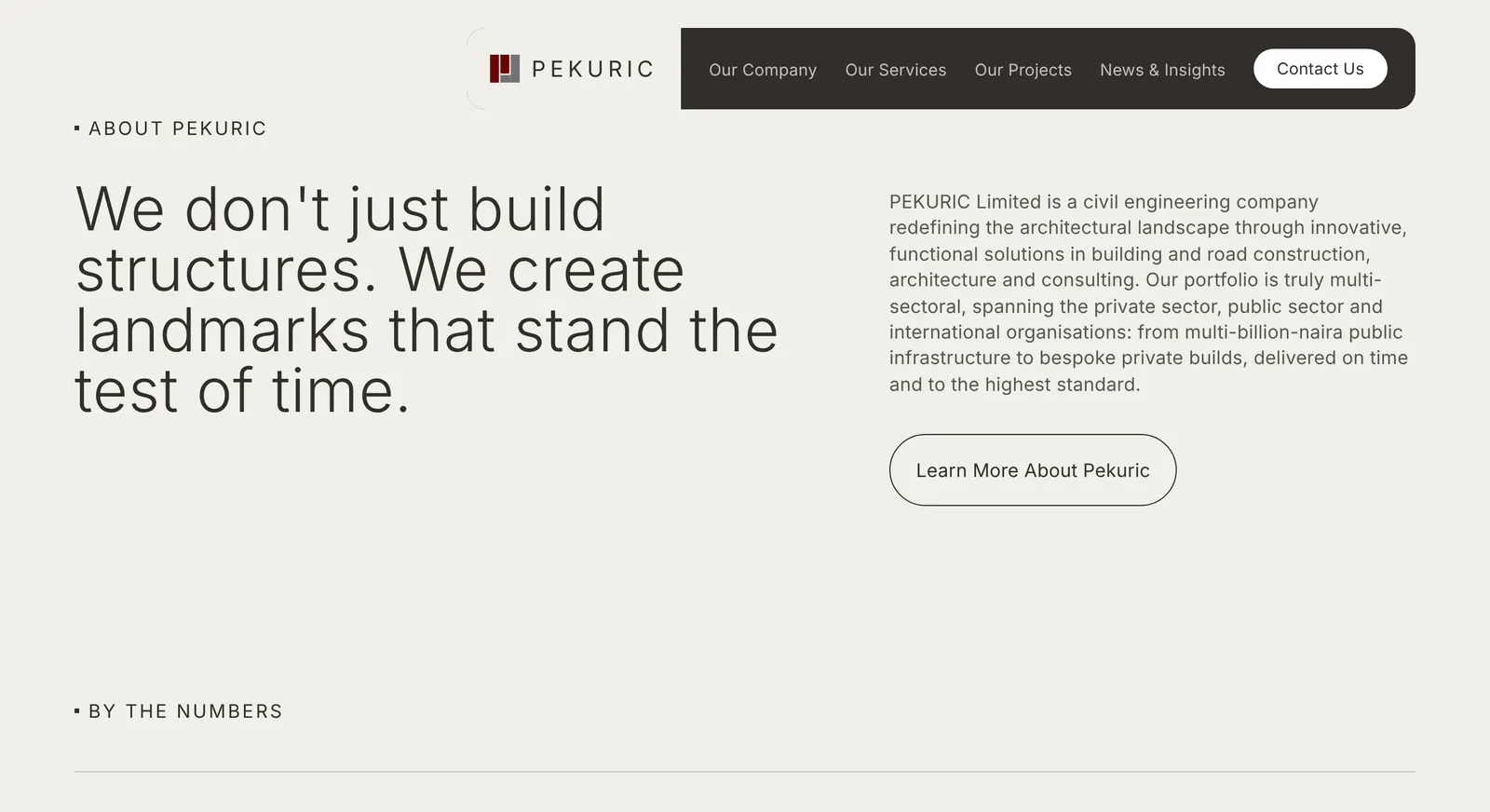 Pekuric website: company and services