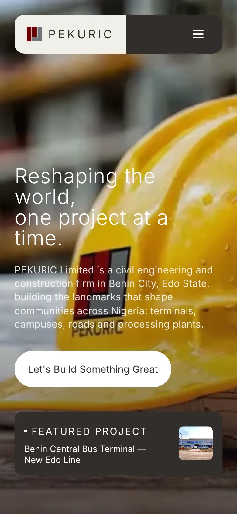 Pekuric on a phone: mobile homepage