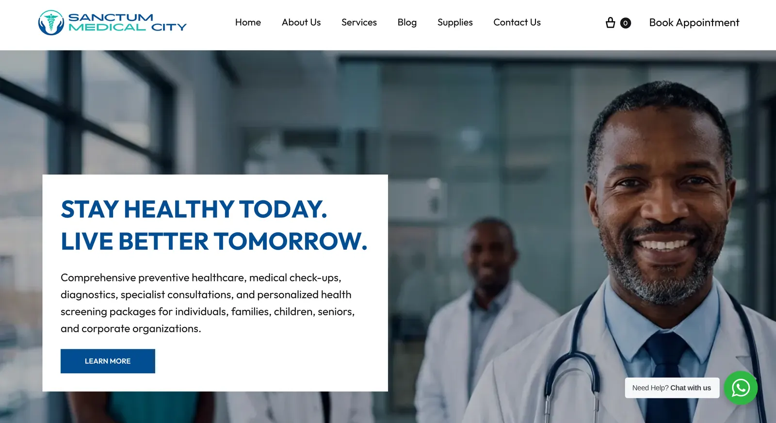 Sanctum Medical City website: homepage