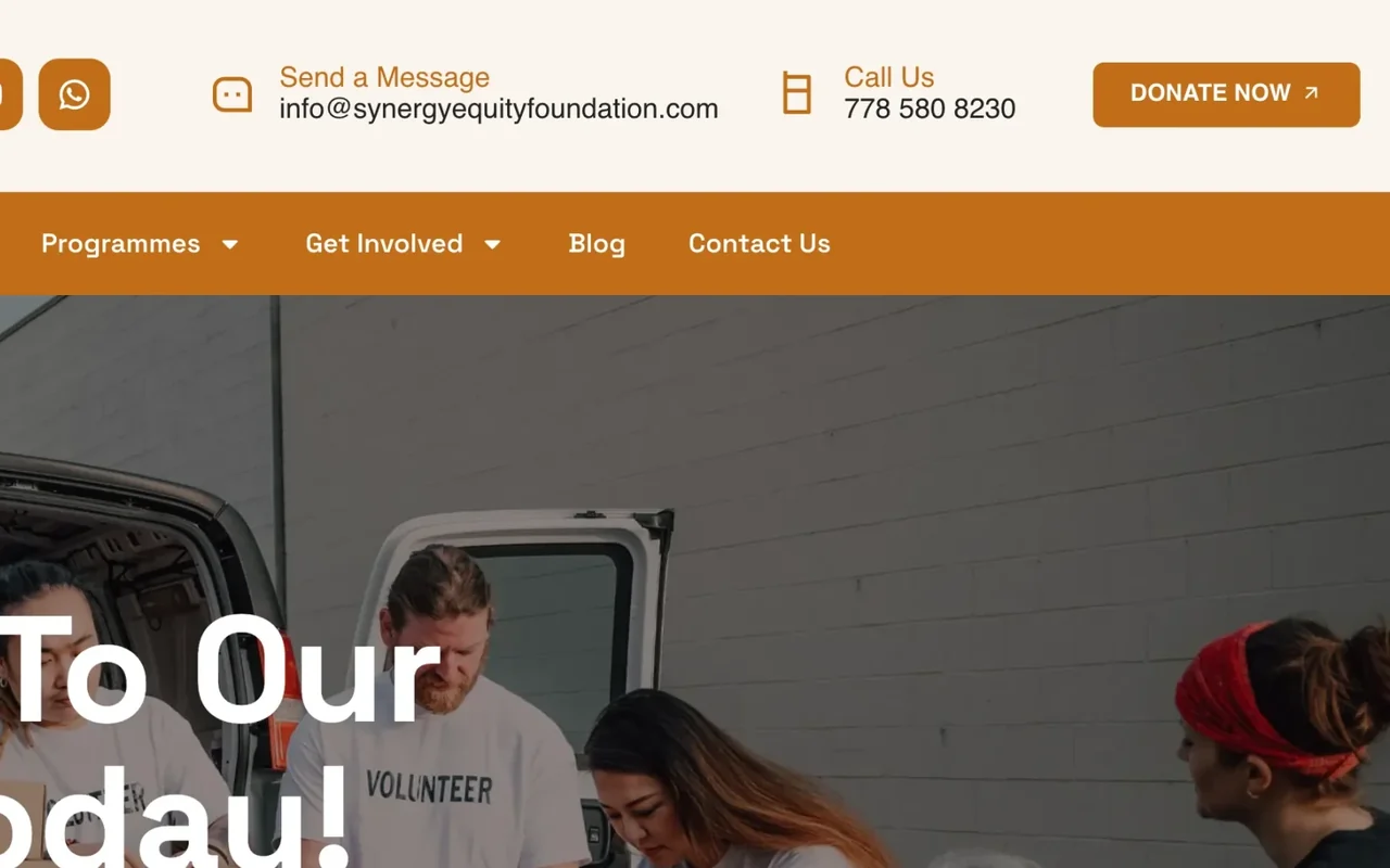 Synergy Equity Foundation: content and calls to action