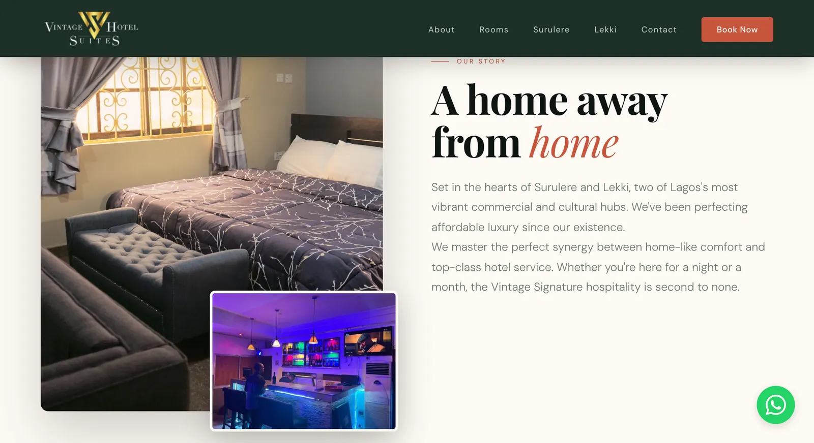 Vintage Hotels & Suites website: locations and story