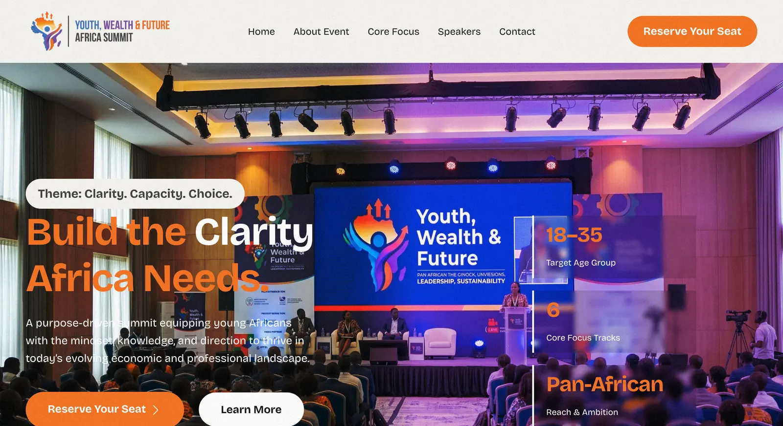YWFAS website: homepage and theme