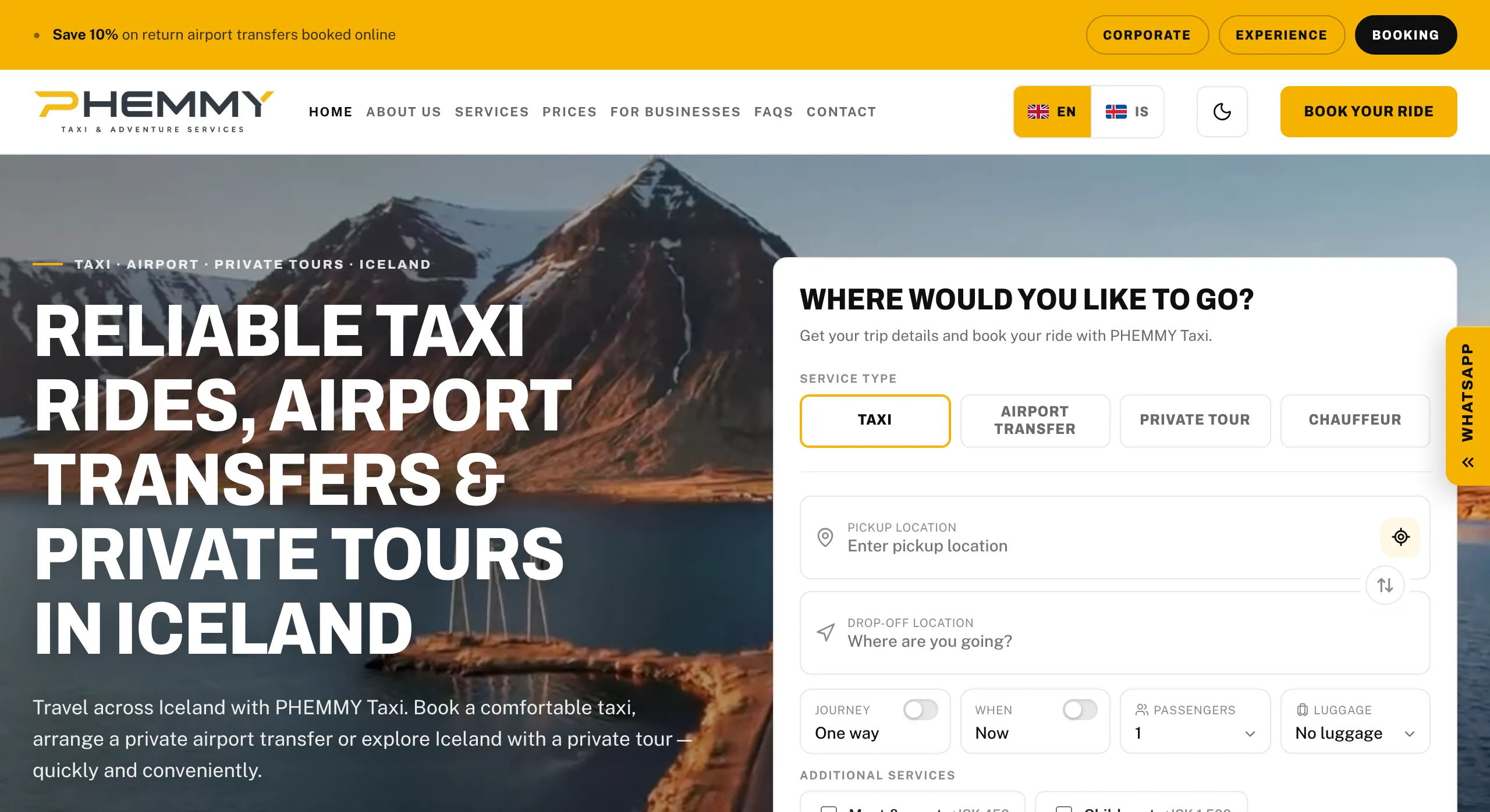 Phemmy Taxi website designed and built by Zentro Sites